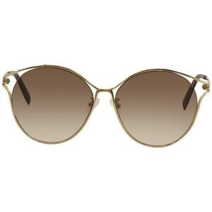 Alexander McQueen AM0210SA Gold-Tone Metal Frame Round 57mm Gradient Sunglasses